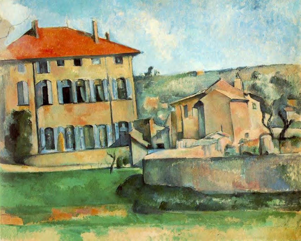 House and Farm at Jas de Bouffan - Paul Cezanne Painting
